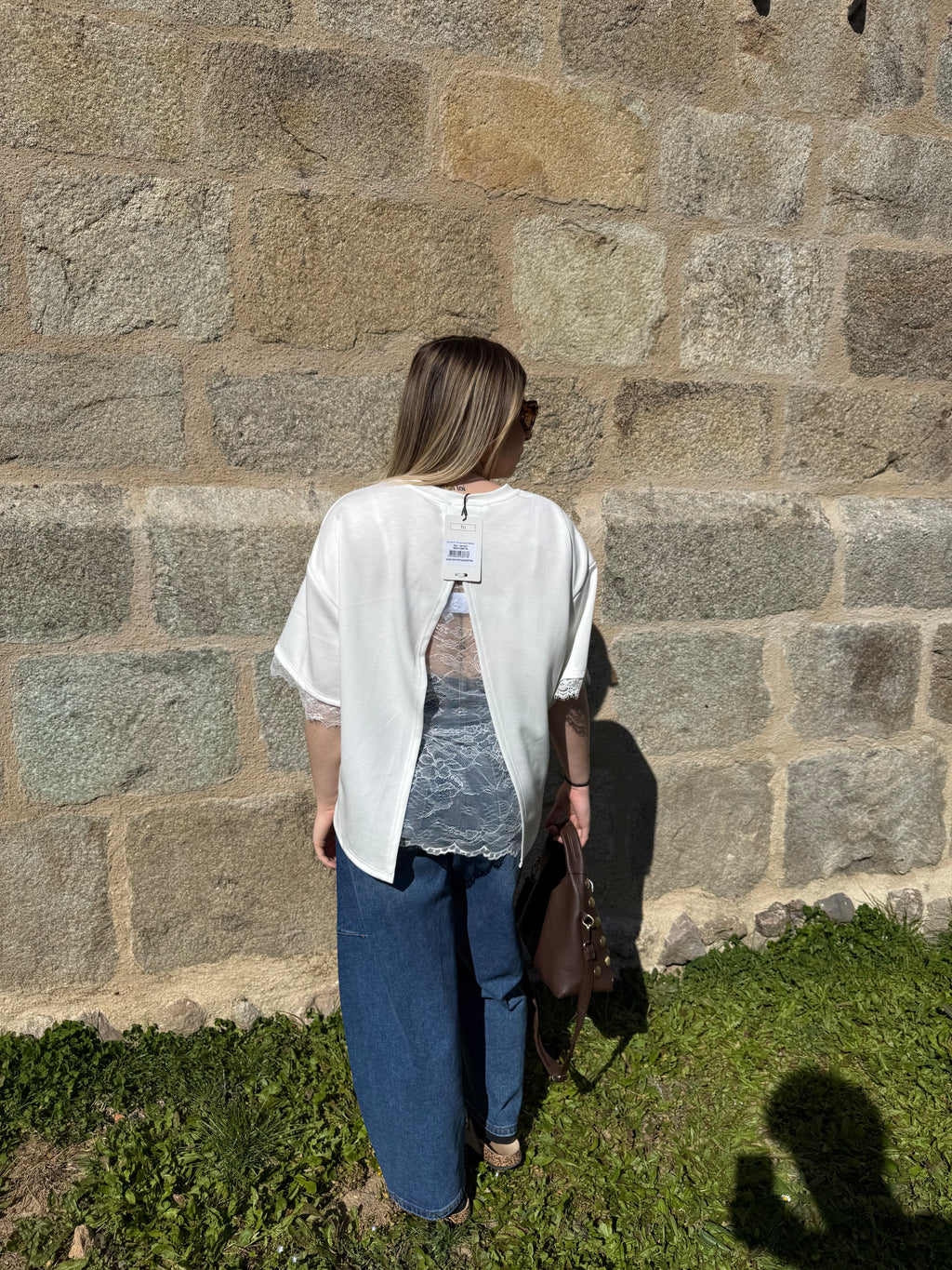 T-shirt dentelle Blanc