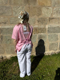 T-shirt dentelle lacets Rose