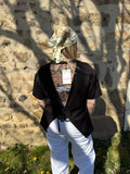 T-shirt dentelle lacets Noir