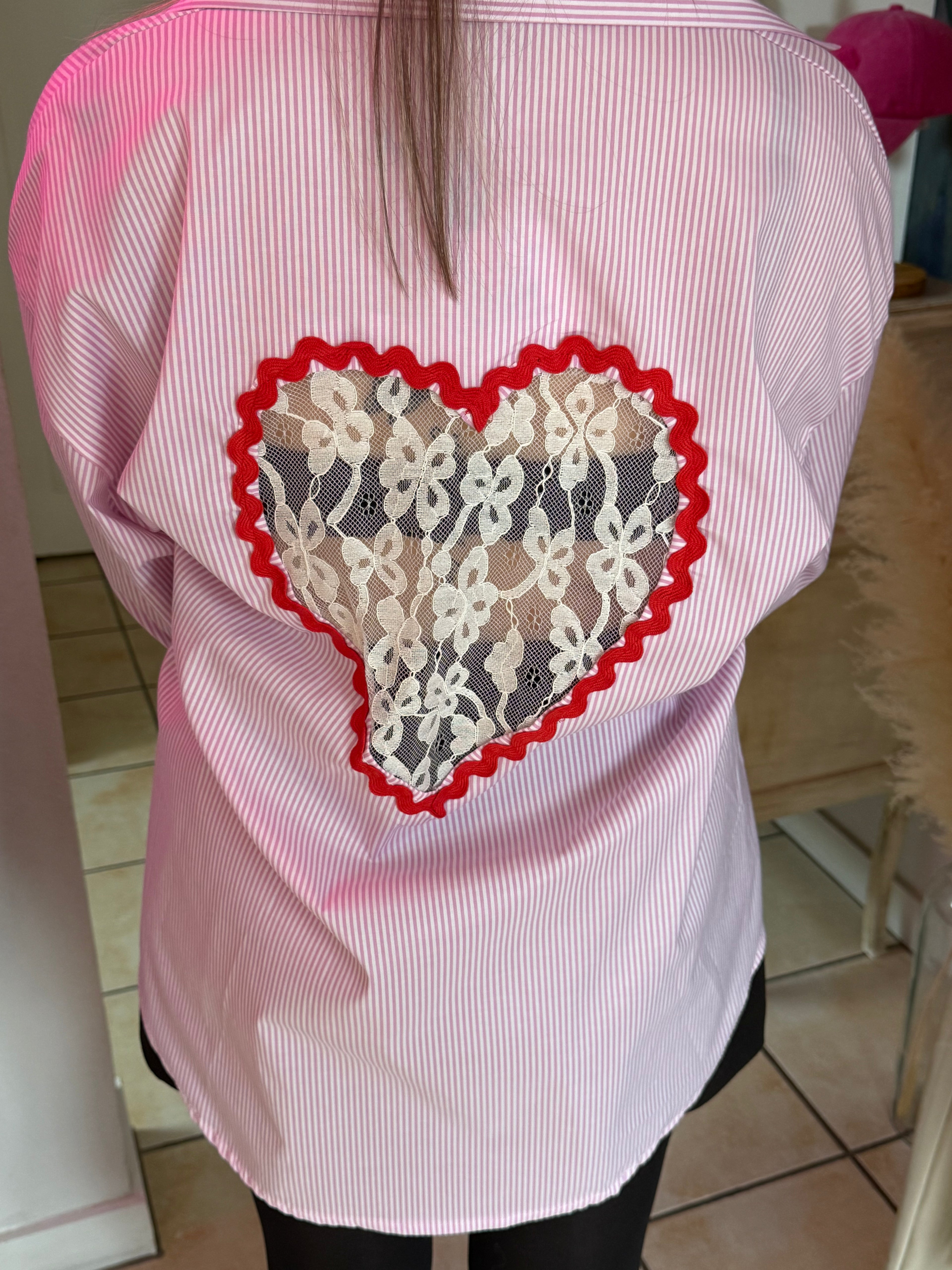 Chemise à rayures cœur ￼